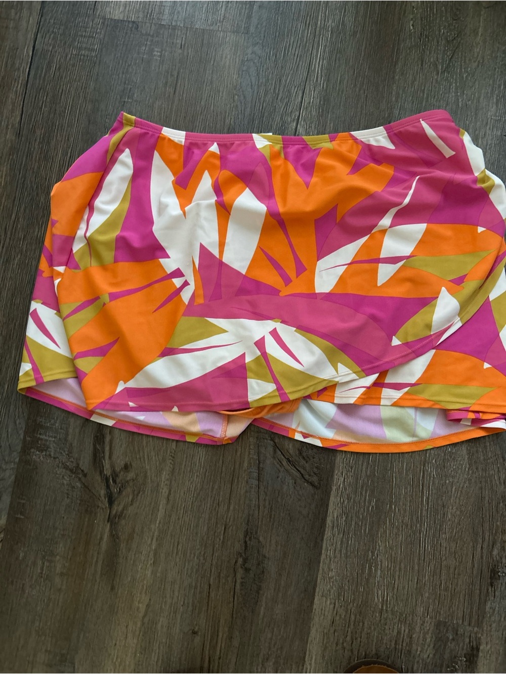 Kona Sol Pink Orange White Tropical Swim Coverup Skirt